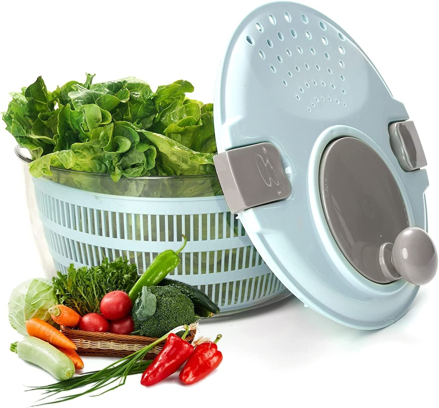 2023 Best Manual 4L Large Vegetable Dryer for Kitchen Lettuce Salad Spinner with Bowl