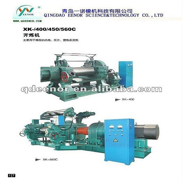 Plastic open mixing mill / XK400 Silicone Rubber Mixing Mill / Banbury Rubber Mixer Mill