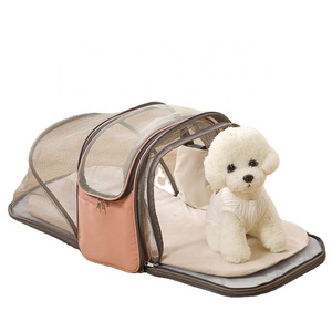 Expandable Large Capacity Breathable Pet Carrier Transparent Collapsible Dog Carrier Bag Travel