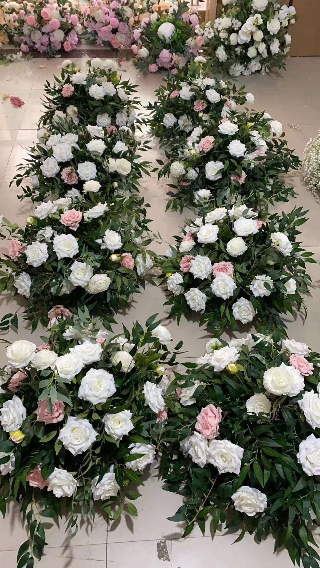 EG-VJ010 Wedding silk white rose and green flowers arrangements centerpiece artificial flower table flower ball