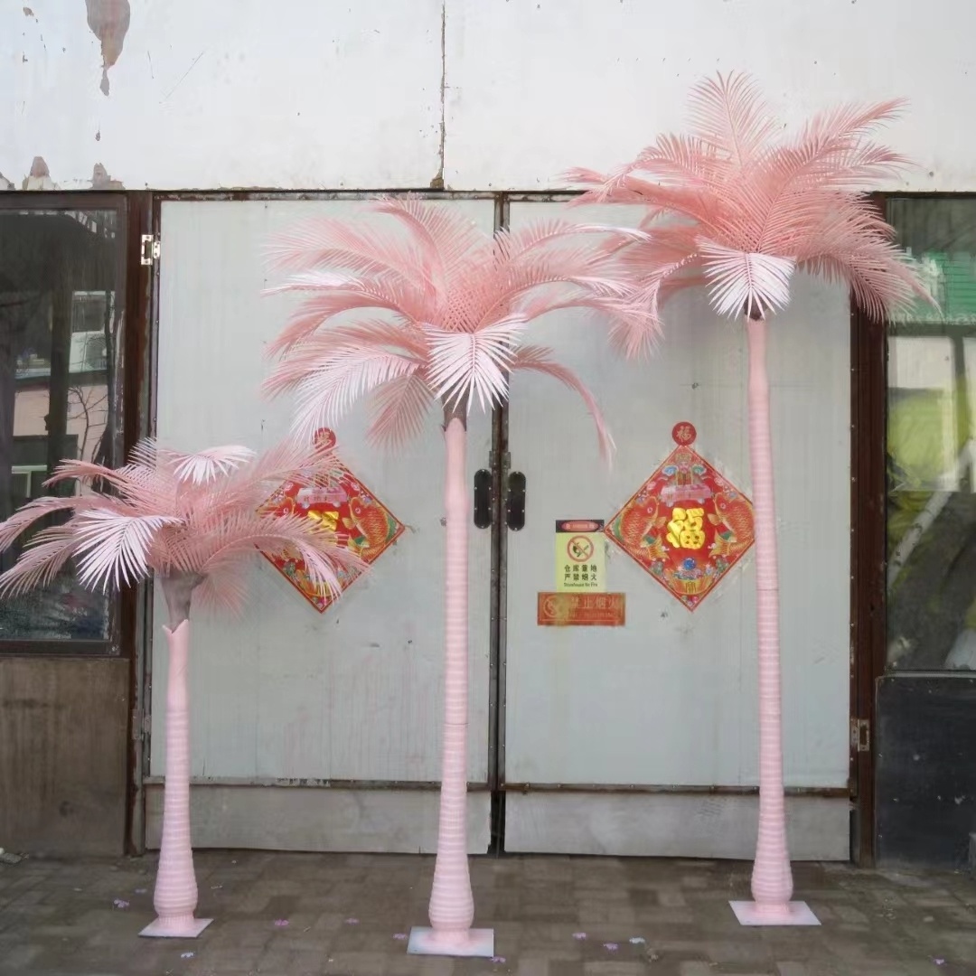 EG-VI125 Customized giant decorative faux fake tall outdoor artificial plastic pink coconut palm trees