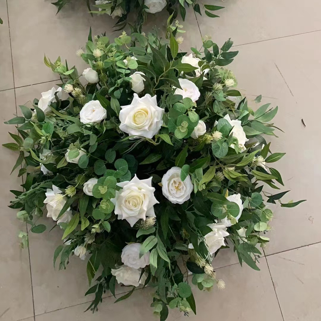 EG-VJ010 Wedding silk white rose and green flowers arrangements centerpiece artificial flower table flower ball