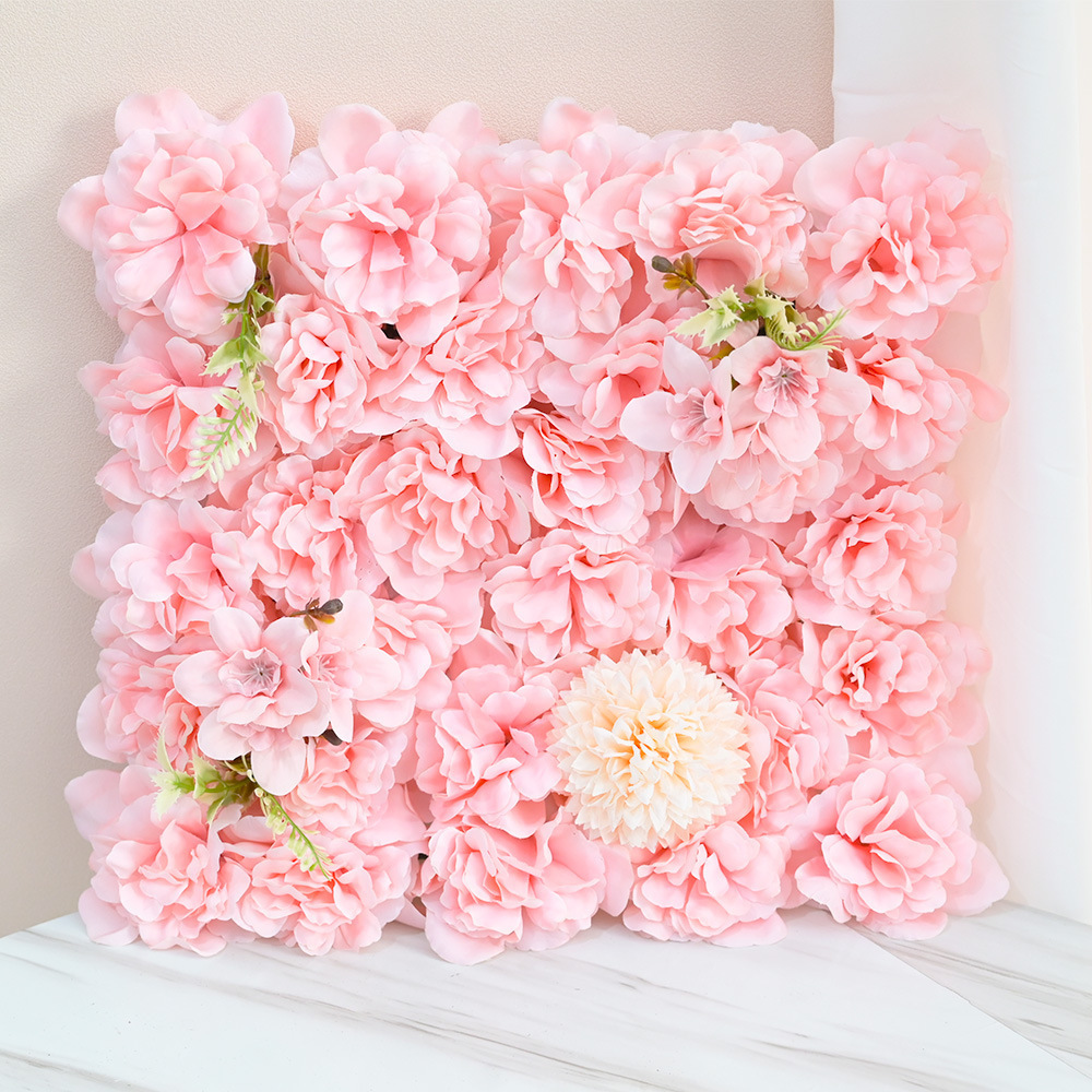 EG-S085 Home Decor Artificial Silk Rose Pink Flower Wall Panel Backdrop Wedding Decor