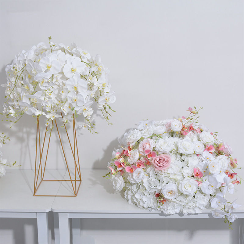 EG-S184 Price Artificial White Pink Rose Butterfly Orchid Hydrangea Silk Flowers Ball Table Centerpieces For Weeding Decoration