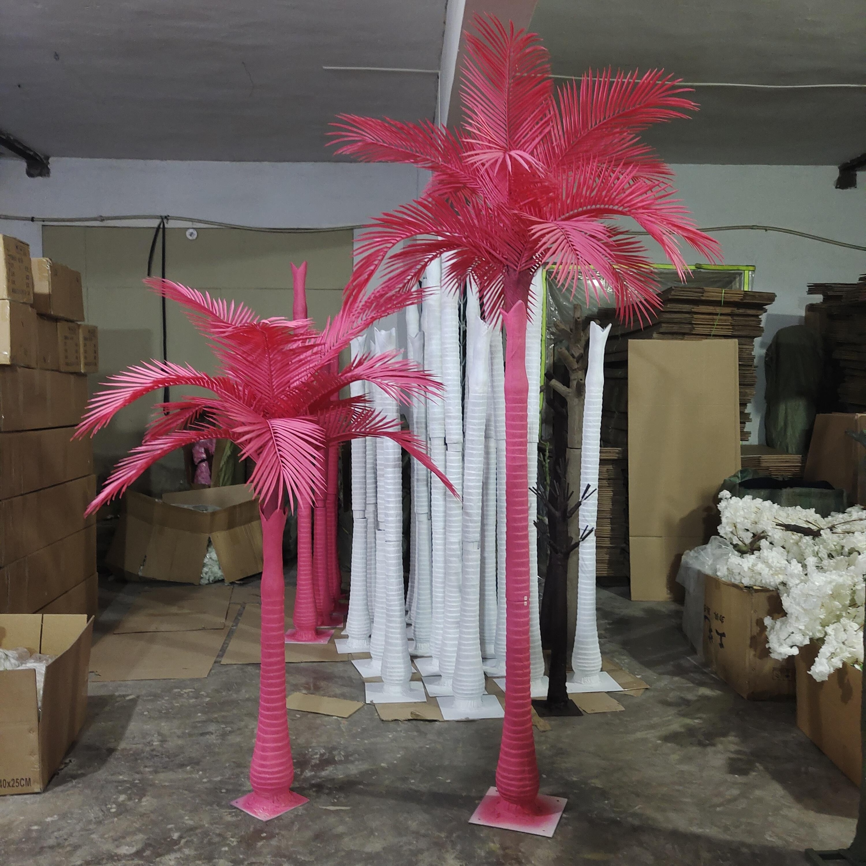 EG-VI125 Customized giant decorative faux fake tall outdoor artificial plastic pink coconut palm trees