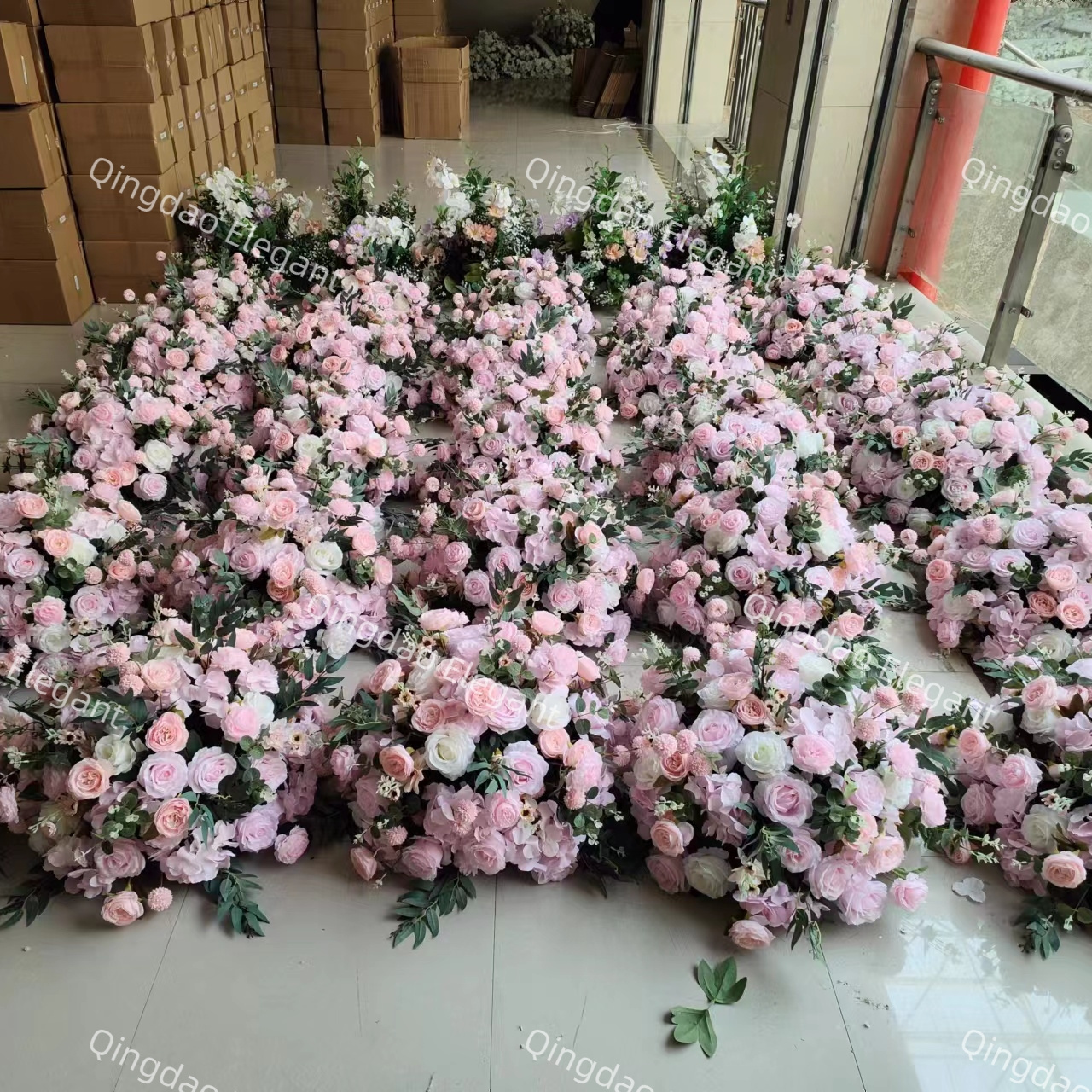 EG-VG164 Customized artificial wedding silk white rose and green flower ball table centerpieces for wedding decorations