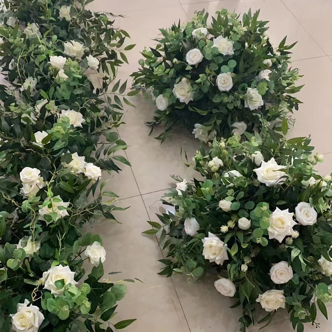 EG-VJ010 Wedding silk white rose and green flowers arrangements centerpiece artificial flower table flower ball