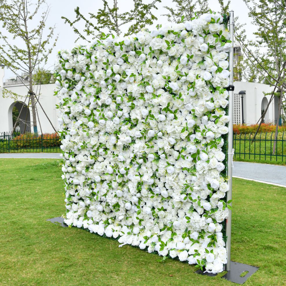 EG-S234 Green And White Rose Flower Wall Panels For Baby Shower Wedding Decor Roll Up Flower Wall Green