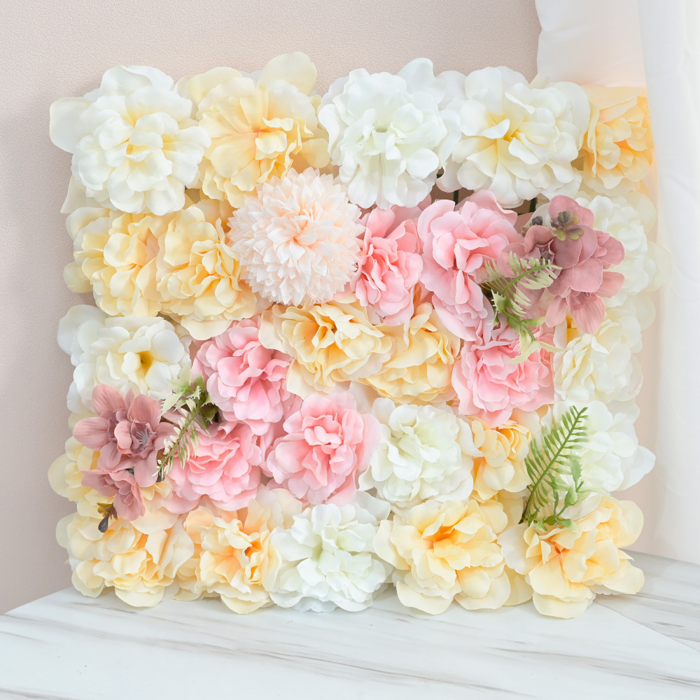 EG-S085 Home Decor Artificial Silk Rose Pink Flower Wall Panel Backdrop Wedding Decor