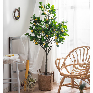 EG-VI027  indoor home decoration plastic fruit potted Bonsai greenery plant large artificial lemon tree