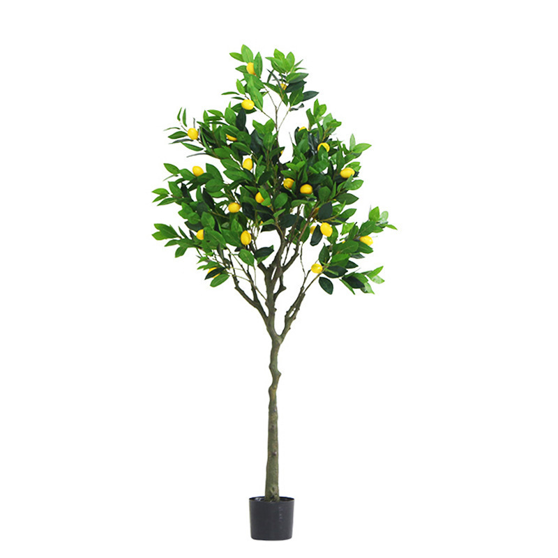 EG-VI027  indoor home decoration plastic fruit potted Bonsai greenery plant large artificial lemon tree