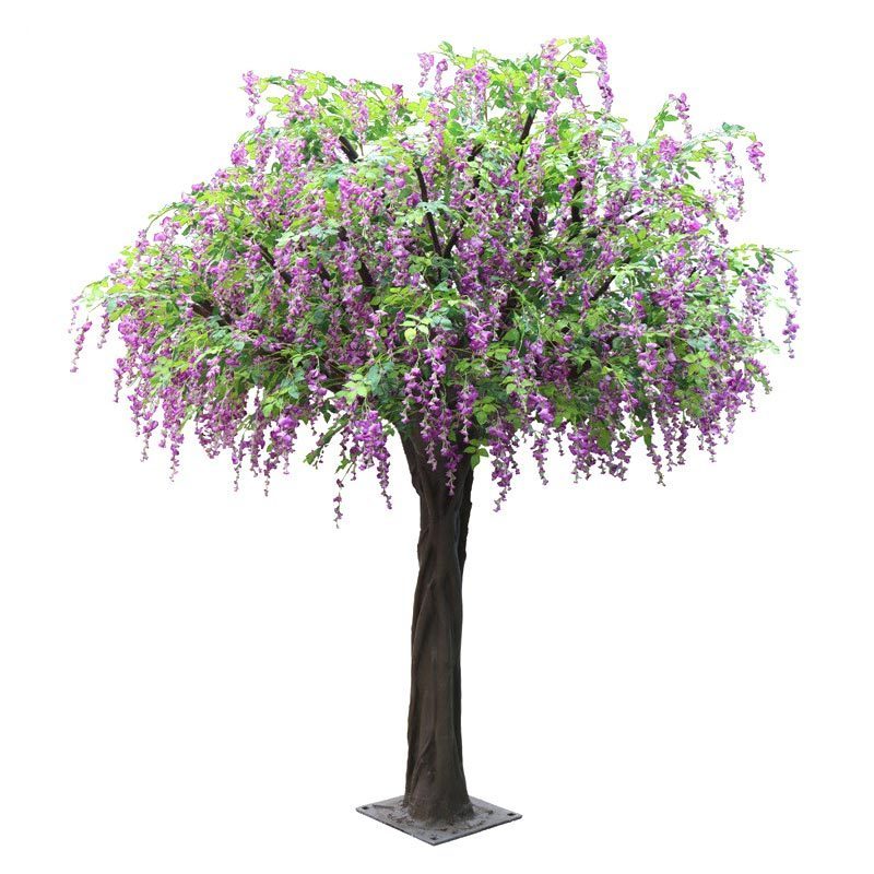 Large outdoor decorative artificial wedding indoor white purple wisteria tree blossom artificial bonsai tree wedding party