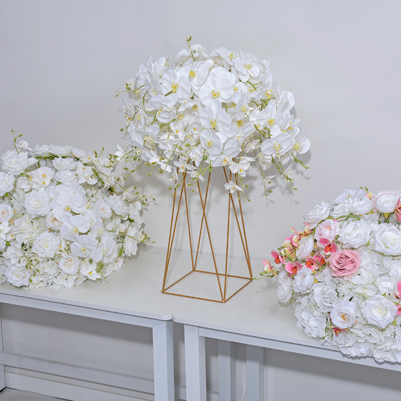 EG-S184 Price Artificial White Pink Rose Butterfly Orchid Hydrangea Silk Flowers Ball Table Centerpieces For Weeding Decoration