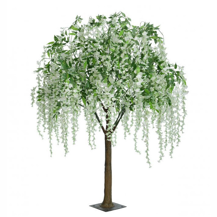 Large outdoor decorative artificial wedding indoor white purple wisteria tree blossom artificial bonsai tree wedding party