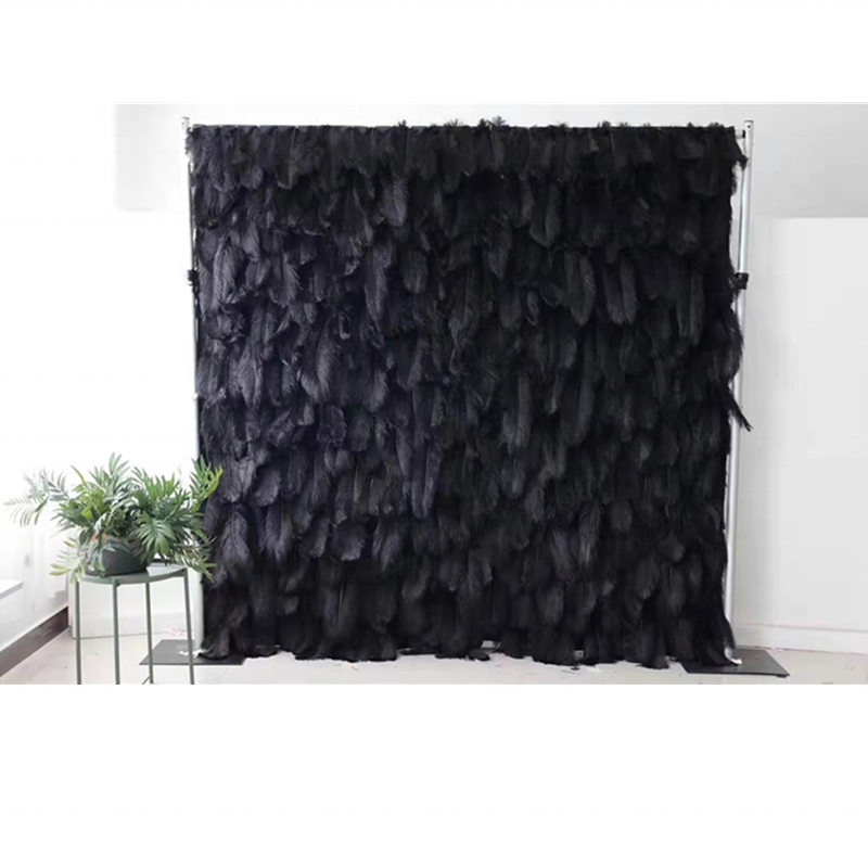 Decorative wedding birthday party backdrop salon black white pink feather wall decorations