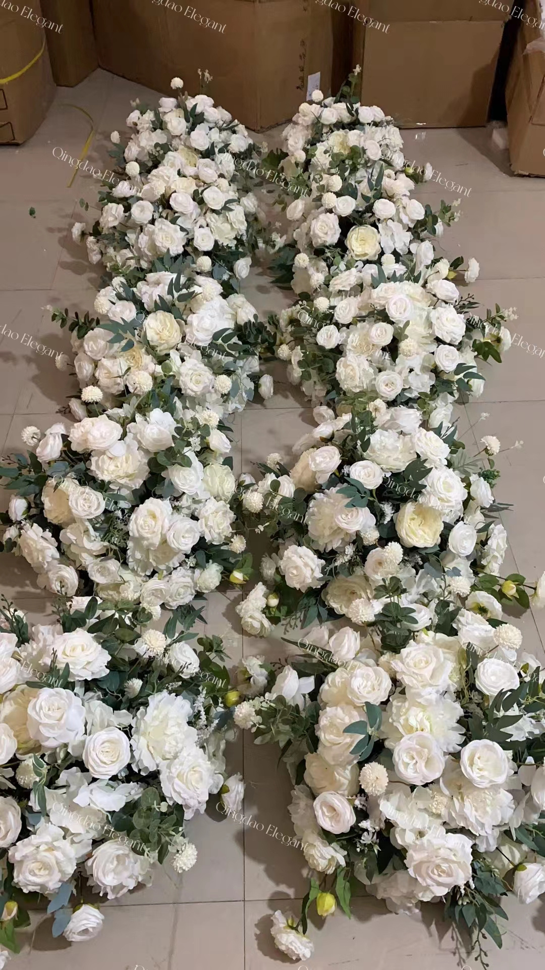 EG-VG164 Customized artificial wedding silk white rose and green flower ball table centerpieces for wedding decorations