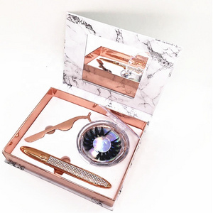 1/3 pairs mink lashes magnetic eyelashes with eyeliner glue pen and tweezer in a marble box with mirror