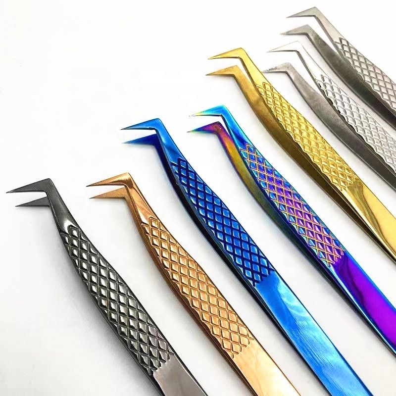 private label stainless lash extention tweezers kits straight /curved/isolation lash tech tweezers in bulk