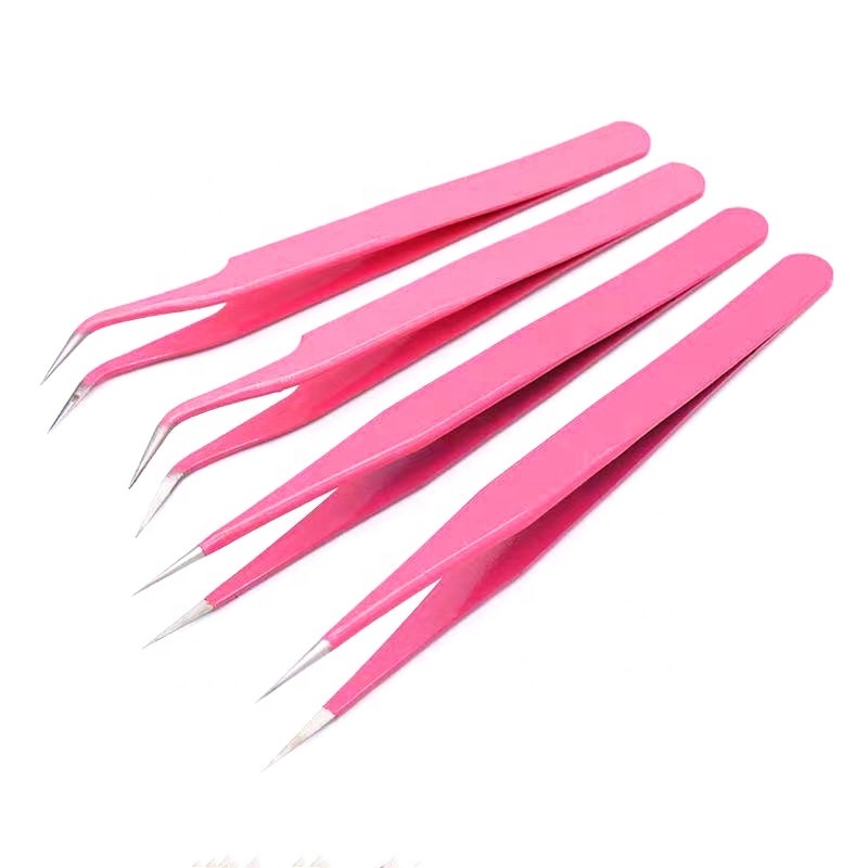 private label stainless lash extention tweezers kits straight /curved/isolation lash tech tweezers in bulk