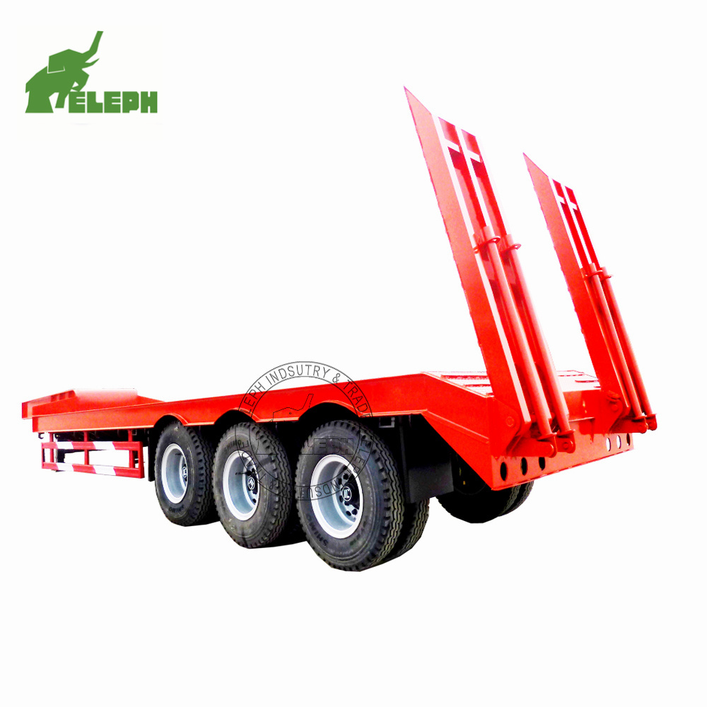 2-3 axles container low boy semi trailer with semi trailer spare tire rack and 4/8/12 twist locks