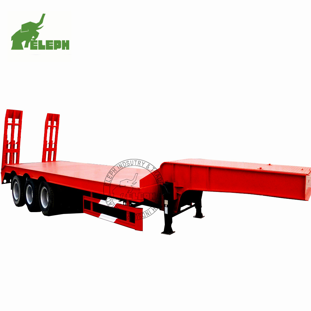 2-3 axles container low boy semi trailer with semi trailer spare tire rack and 4/8/12 twist locks