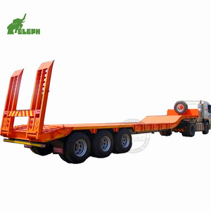 truck towing semitrailer 40ft 3 axle low bed semi trailer for sale