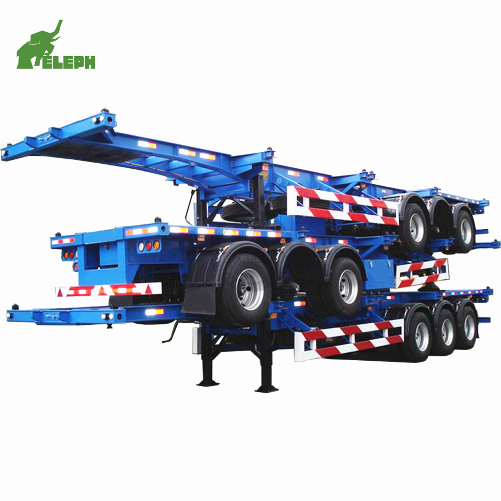 3 Axle Skeleton Container Semi trailer 38Ton Bomb Cart