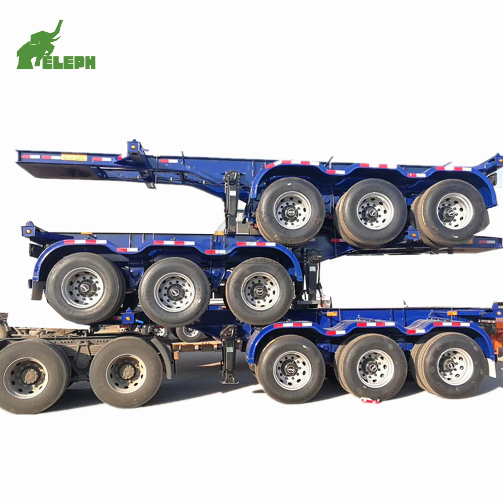 3 Axle Skeleton Container Semi trailer 38Ton Bomb Cart