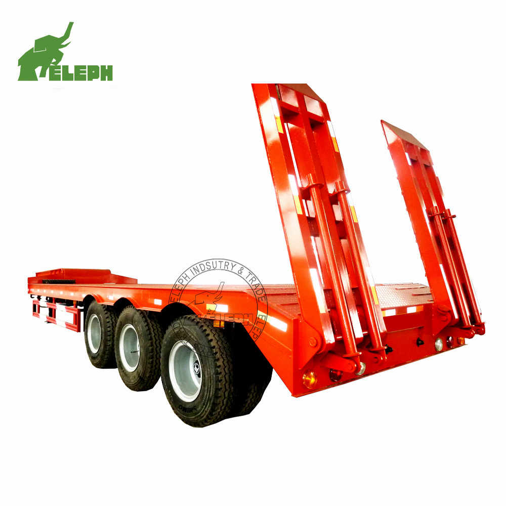 2-3 axles container low boy semi trailer with semi trailer spare tire rack and 4/8/12 twist locks