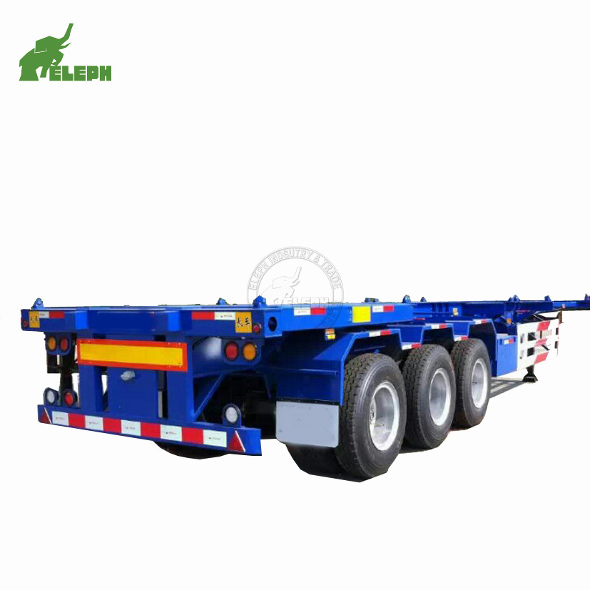 3 Axle Skeleton Container Semi trailer 38Ton Bomb Cart