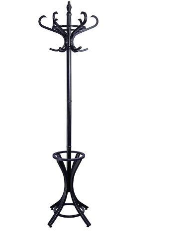 Vintage Style Solid Wood Dark Brown Paint Floor Holder Hat and Coat Rack Umbrella Stand Wood Entryway Stand