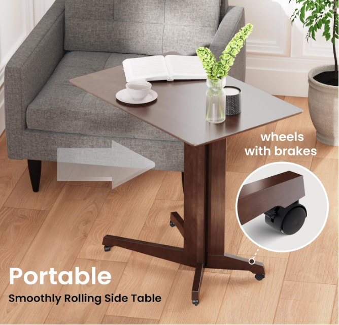 Modern Rolling Small Side Table Indian Carved Wood Side Tables Modern Natural Wood Side Table