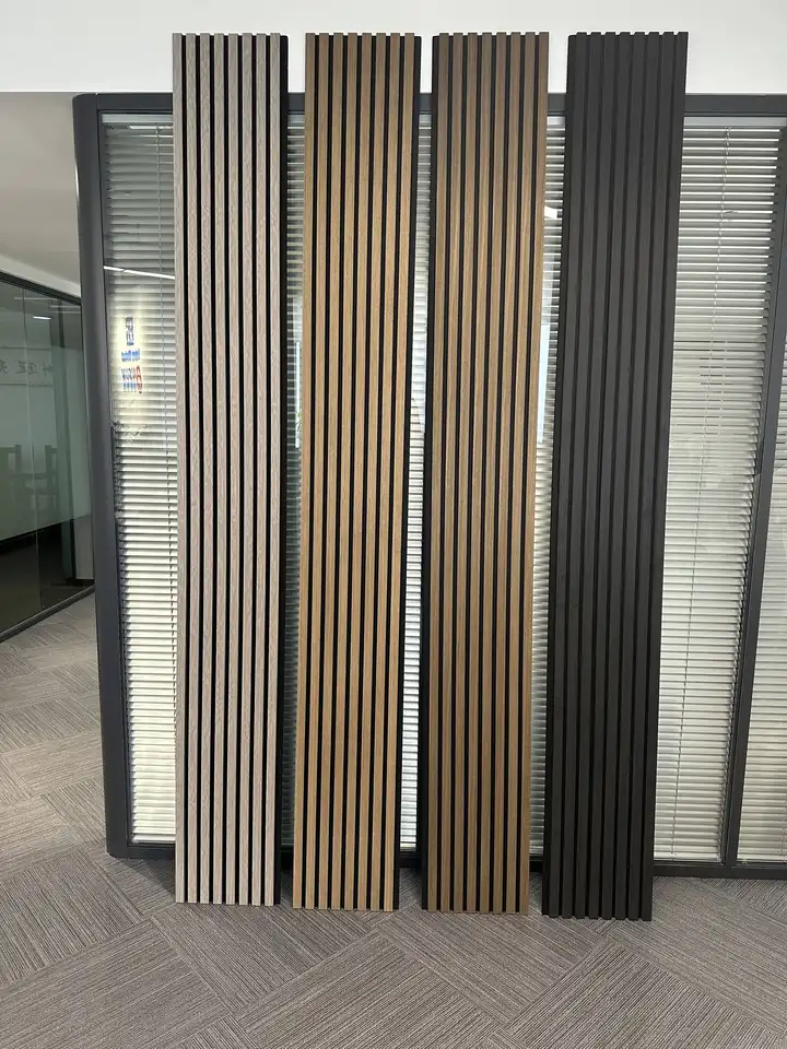 Wood Veneer Slat Wall Panels 3d Acoustic Panels For Interior Wall Decor Soundproof Paneling