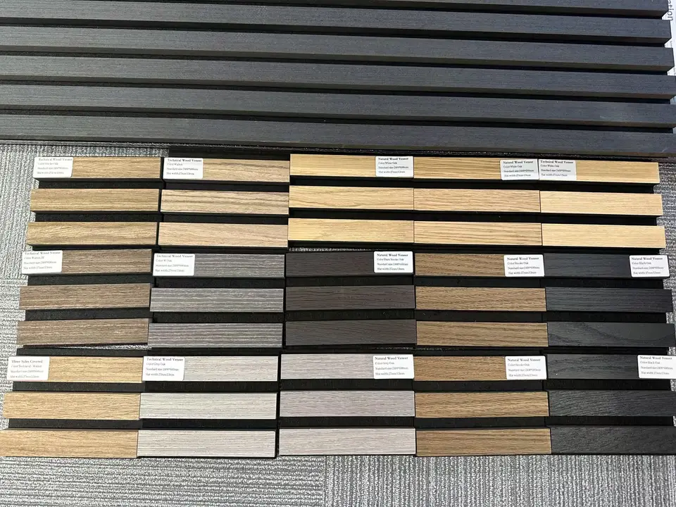 Wood Veneer Slat Wall Panels 3d Acoustic Panels For Interior Wall Decor Soundproof Paneling