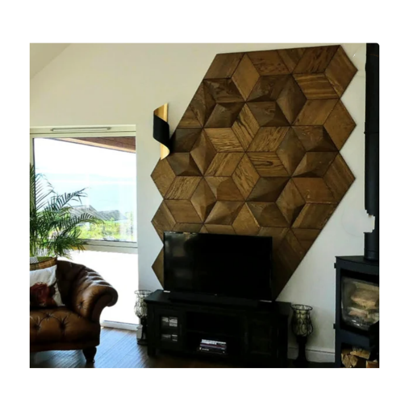 Popular Wooden Wall Panel With An Equilateral Rhombus Profile Indoor Decor Accent Wall Panels 2D And 3D Wood Wall Panel