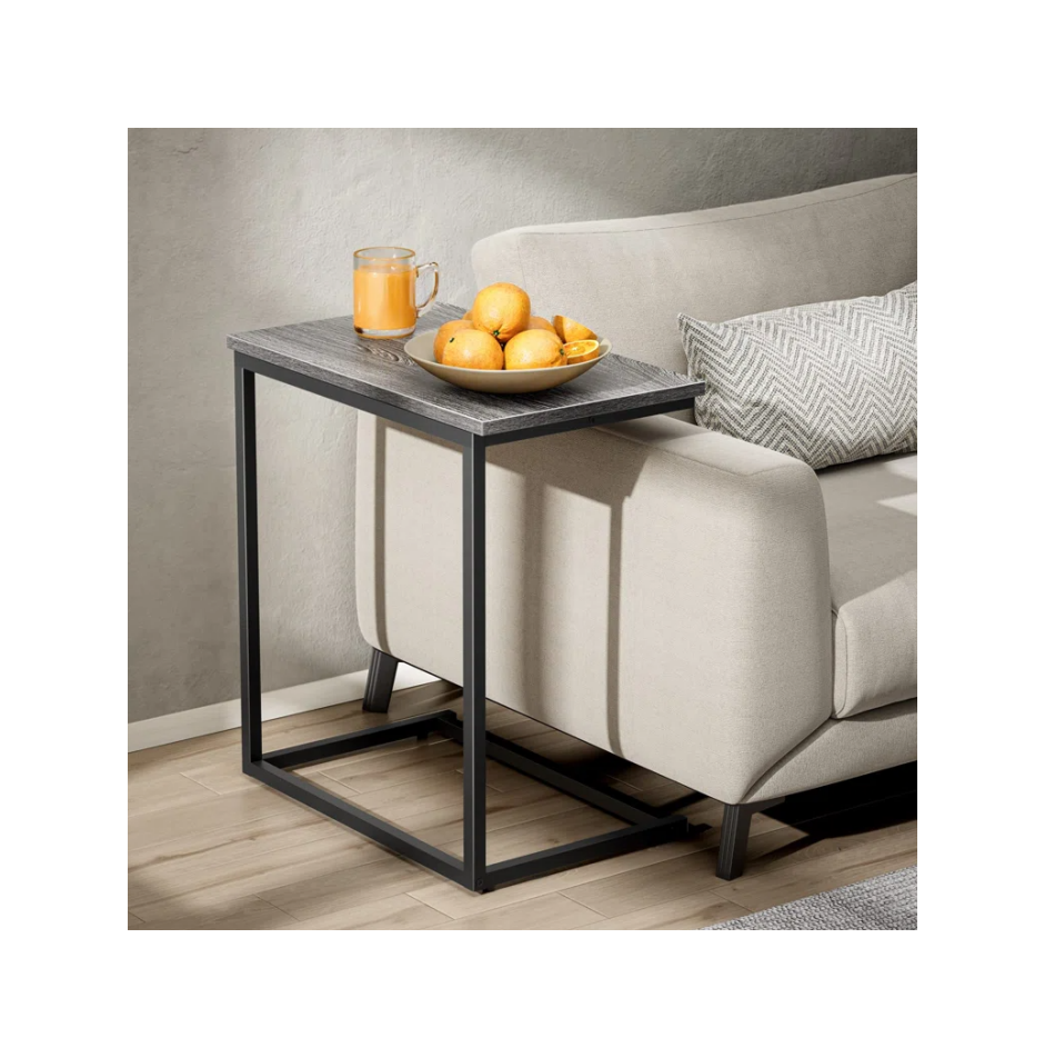 Wholesale Movable Wooden Metal C Shape Coffee Table Side Table End Table With Wheels For Living Room