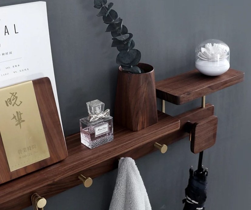 Popular Various sizes Natural Solid Wood Rack Rustic Reclaimed Wood Floating Shelf Wall Mounted Wood Hook Rack