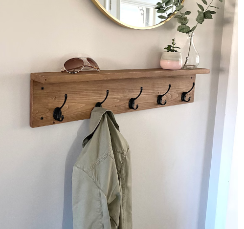 Popular Entryway Organizer Coat Hook Rack with Shelf Rustic Wood Coat Rack Wooden Coat Rack With Hooks