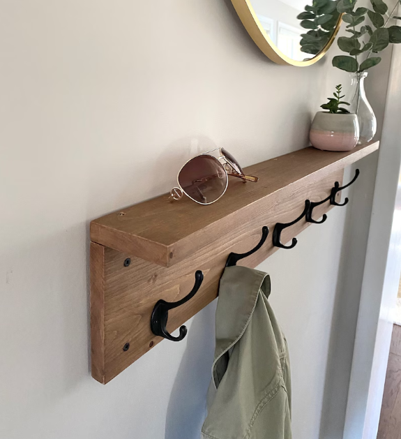 Popular Entryway Organizer Coat Hook Rack with Shelf Rustic Wood Coat Rack Wooden Coat Rack With Hooks