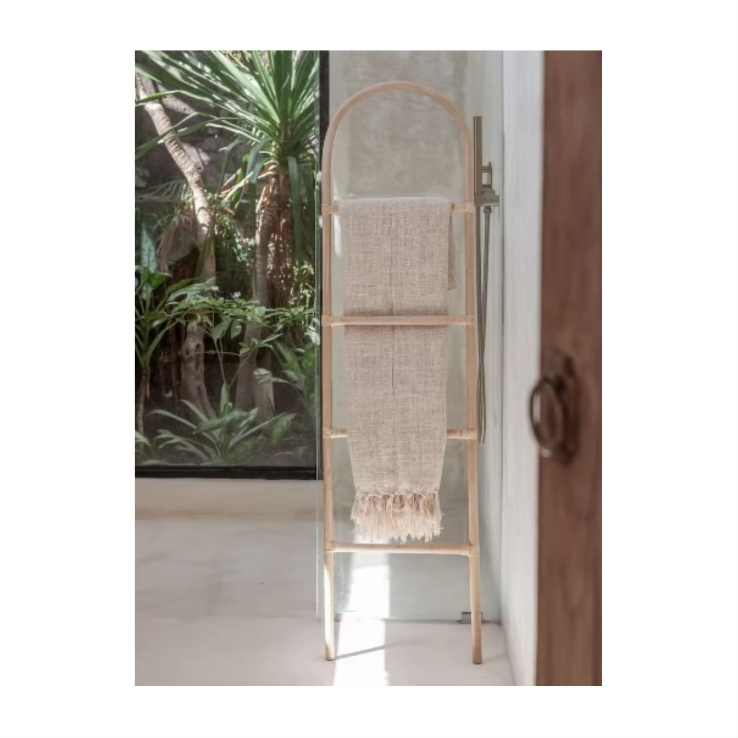 New Design Arch Rattan Blanket Ladder Towels Rack Home Decoration 4 Rails Leaning Blankets Rack Towels Ladder