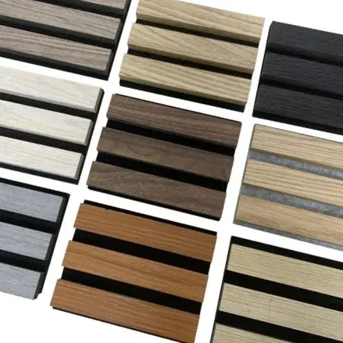 Decorative Wood Veneer Wall Panels sound proof Acoustic Slat Wood Fiber Acoustic Slatted Wood Slats Wall Panels