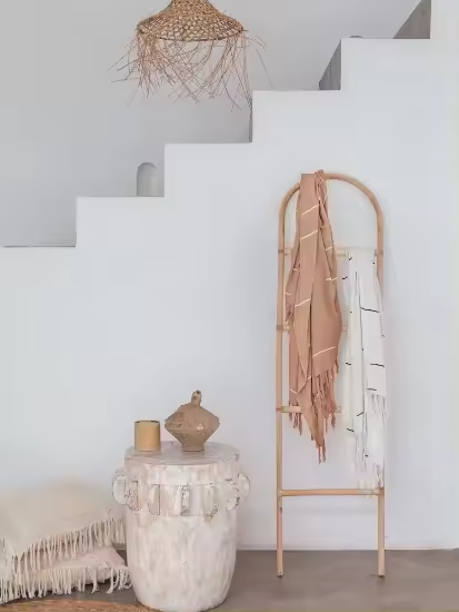 New Design Arch Rattan Blanket Ladder Towels Rack Home Decoration 4 Rails Leaning Blankets Rack Towels Ladder