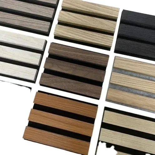 Custom creative High quality natural wood strip wall panels slat wood panels decor akupanel acoustic board slat acoustic panel