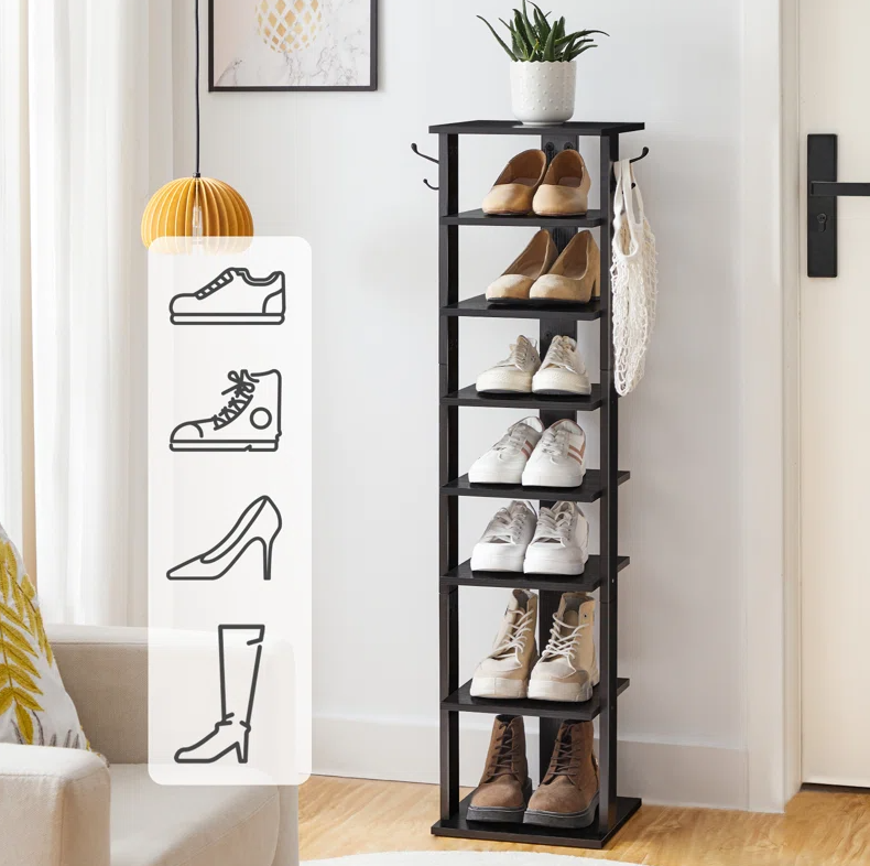 Factory 8 Tier Wooden Metal Vertical Shoe rack Storage Shelf Cabinet  Entryway modern Shoe Rack holder stand Rustic Shoe Rack