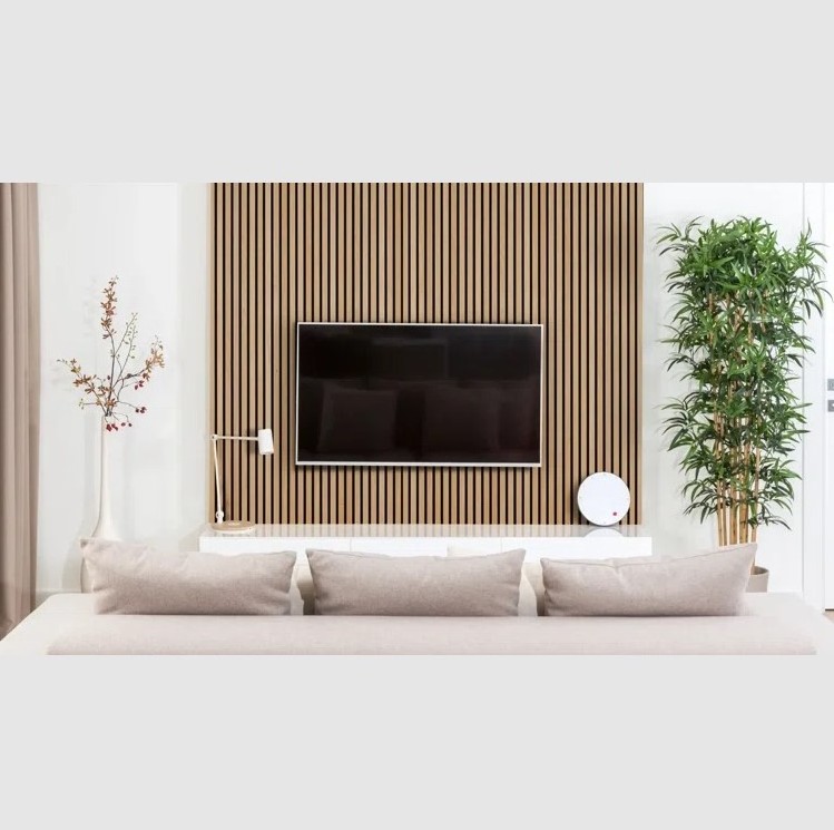 Custom Wall Veneer Slat Floating Mounted Rustic Wood Acoustic Wall Panels for Fireplace Walls and Ceiling