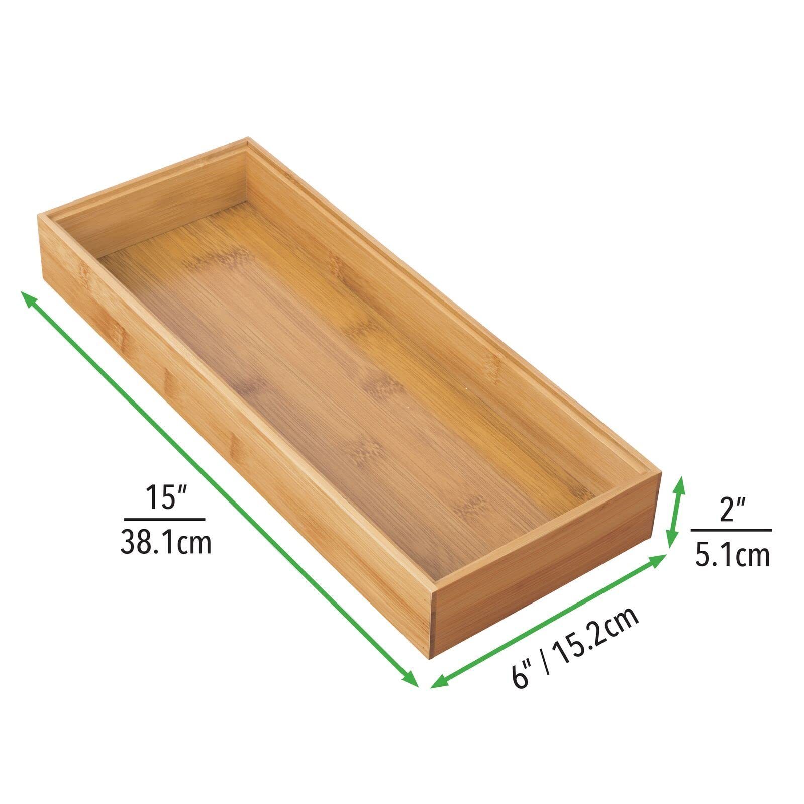 Hot Sales Natural Wood Long Stackable Storage Box Tray Wooden Bamboo Drawer Organizer Bamboo Utensil Organizer