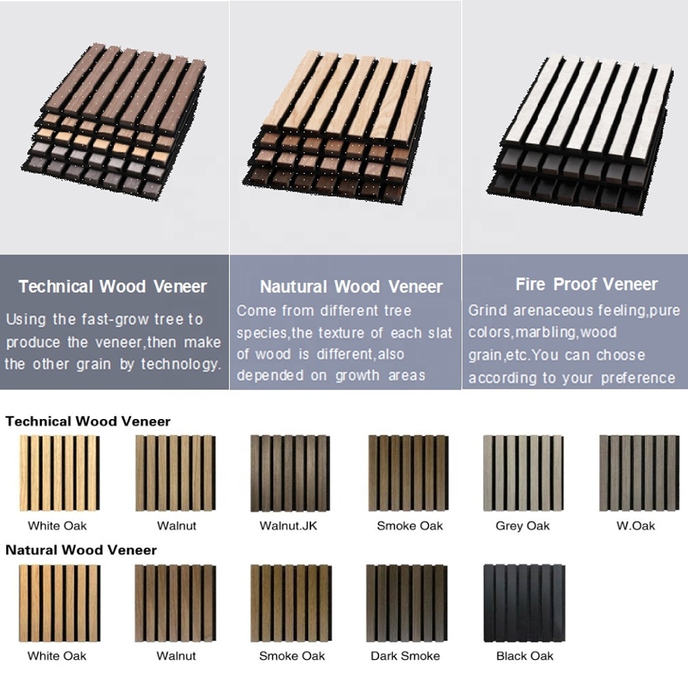 3D Model Design Black Wood Slat Acoustic Slat Wood Panel Akupanel Veneer Pet MDF fabric Acoustic Wall Panel