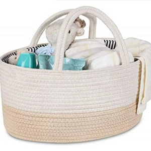 Price Tote Rope Cotton Basket Bag Diaper Caddy Bag, Baby Diaper Caddy Basket Organizer For Travel, Cute Diaper Caddies