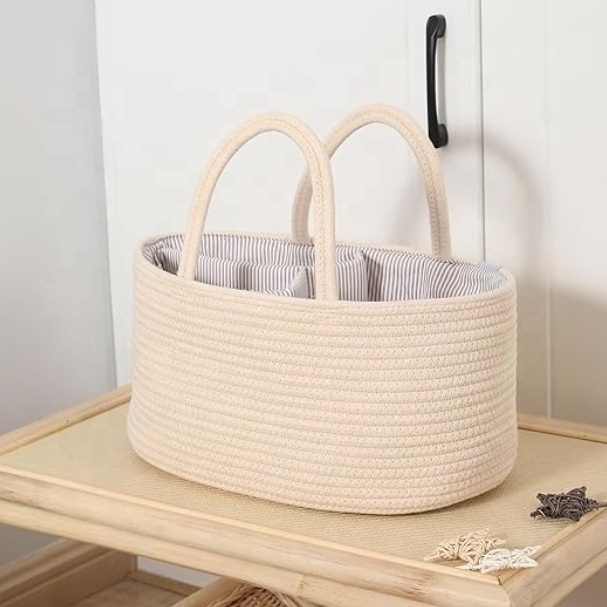 Cotton Rope Portable Diaper Organizer with Removable Inserts Nappy Caddy  Storage Basket