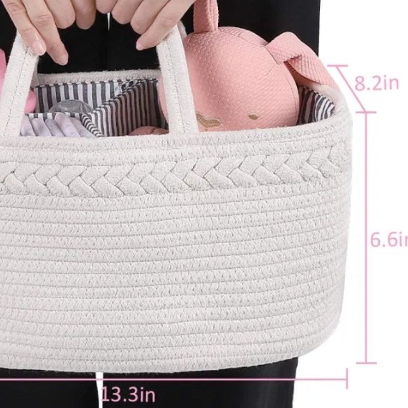 Price Tote Rope Cotton Basket Bag Diaper Caddy Bag, Baby Diaper Caddy Basket Organizer For Travel, Cute Diaper Caddies